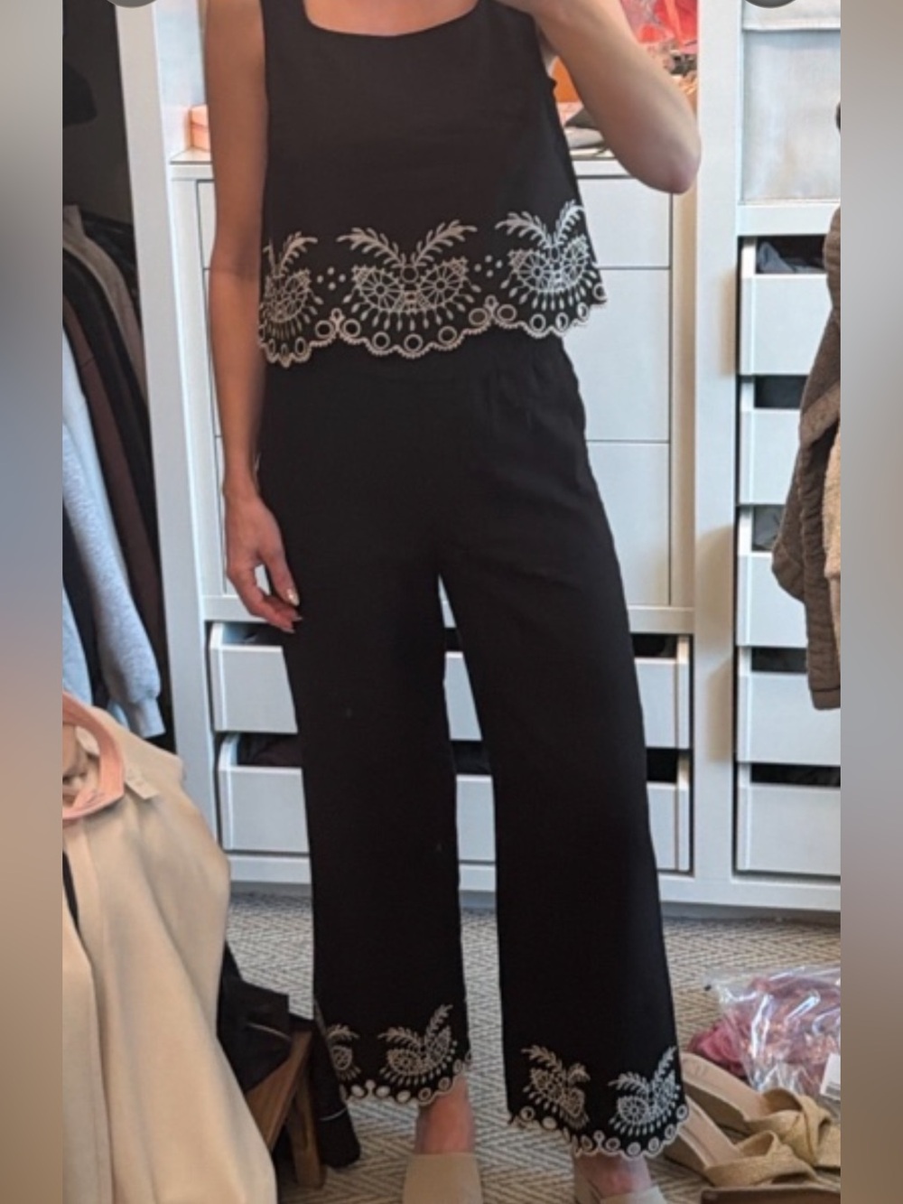 Black linen two piece co-ord set-Never worn!